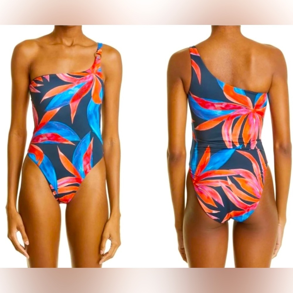 Louisa Ballou lunar bloom floral printed one shoulder swimsuit